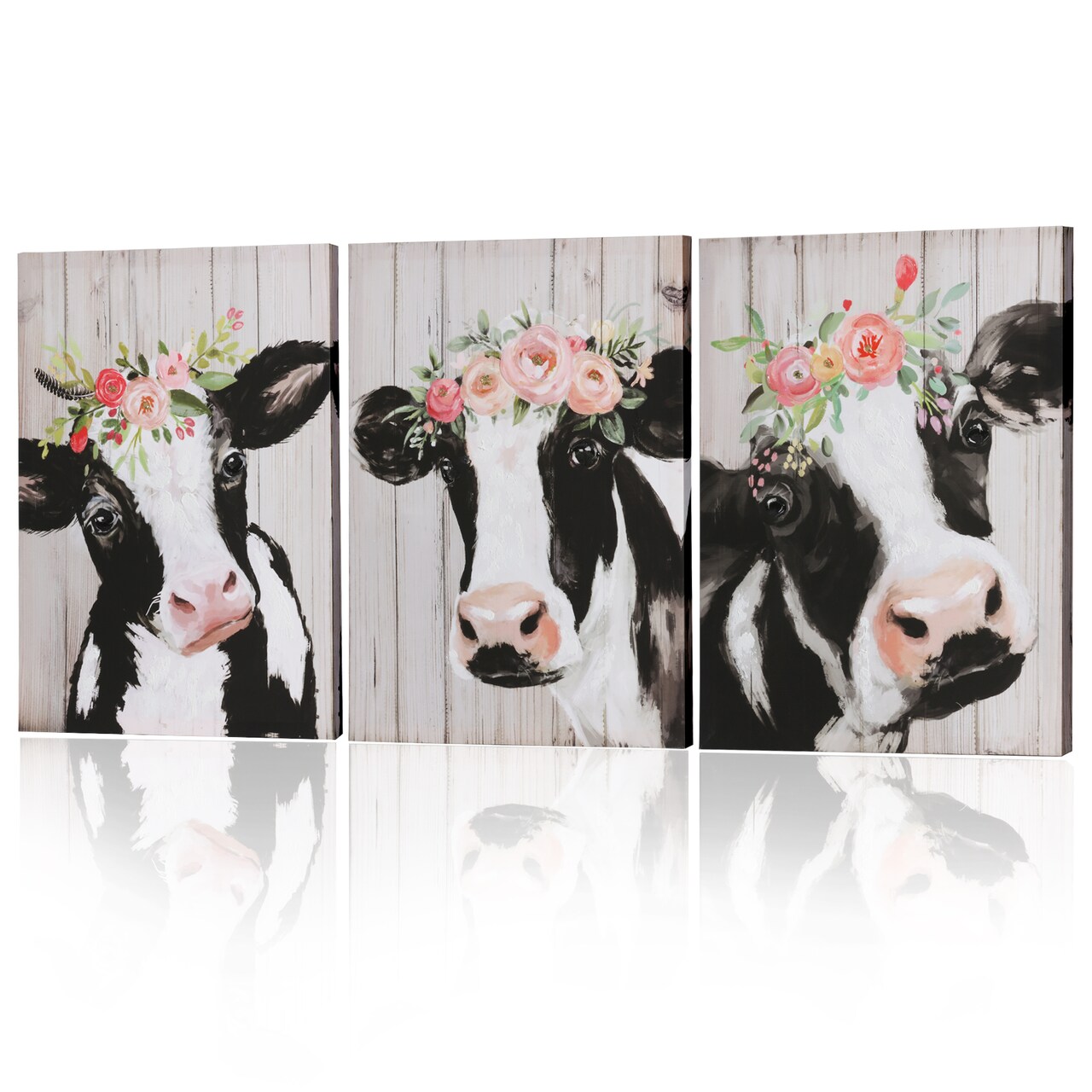 12"x16" Cow Pictures Wall Decor Canvas Wall Art 3 Piece Framed Wall Art